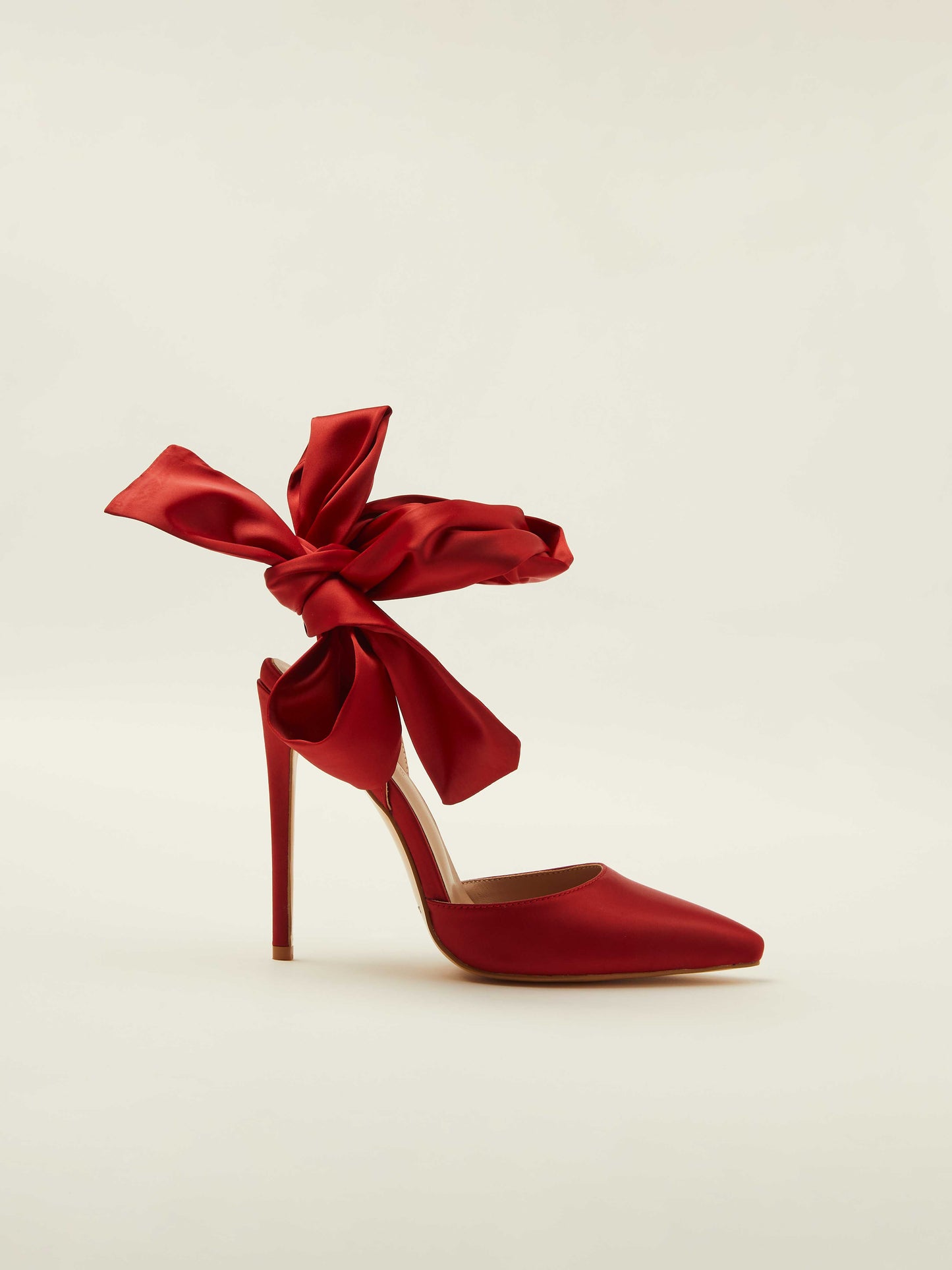 Bow Satin Pump Red